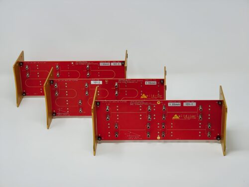 All three of the boards included in the ISI-224 Advanced InterSymbol Interference Platform, a signal integrity test fixture kit by Wild River Technology.