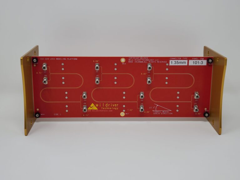 One of three boards of the ISI-224 Advanced Loss Modeling Platform Set, a signal integrity test fixture developed by Wild River Technology.